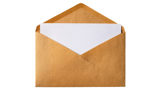 Open brown paper envelope with white paper inside