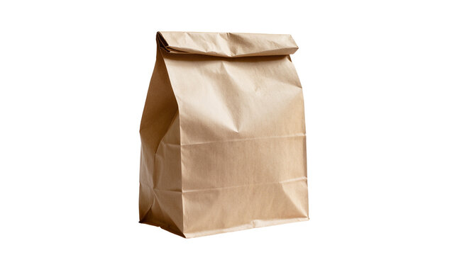 Brown paper lunch bag folded at top