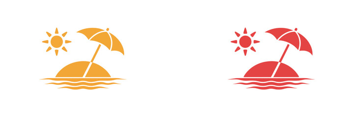 Beach Umbrella Icon Set, editable linear summer vacation parasol symbols, clean outline vector illustration © Ayat04