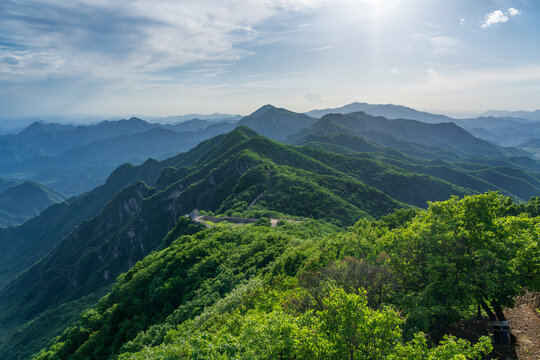 Archaeological Landscape Ancient Huayanshan Military Barracks Ruins Nestled in Summer Mountains, Beijing