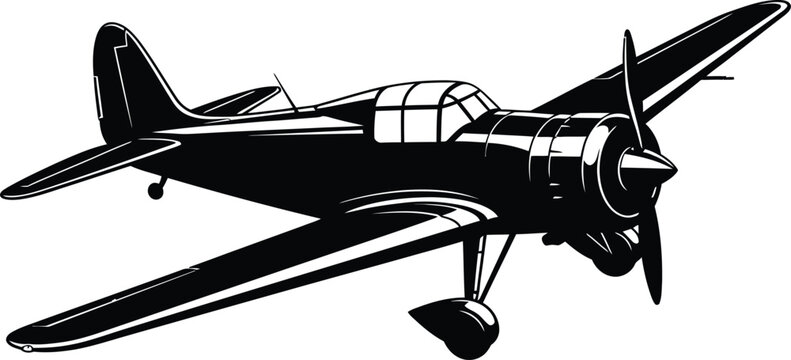 Vintage biplane aircraft with propellers and wings isolated on transparent background