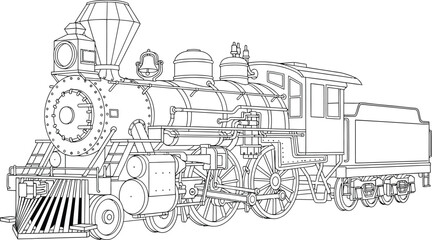 Vintage steam locomotive train engine with carriage  railroad transportation © MdFiroj