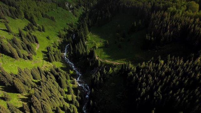 Aerial Mountains landscape in Kazakhstan