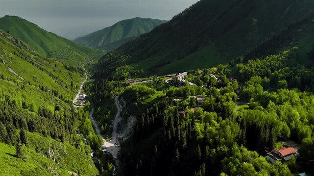 Aerial Mountains landscape in Kazakhstan