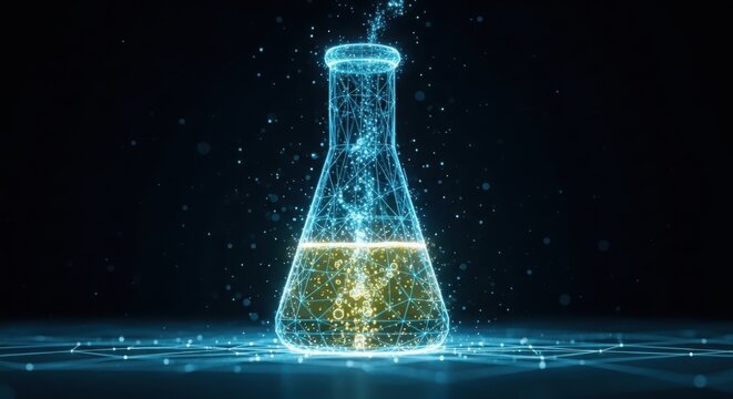 a conical glass flask on a table illustration