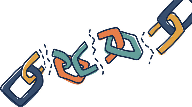 Broken Chain Link Concept Illustration Representing Failure and Disconnection. EPS Editable. Vector Illustrations.