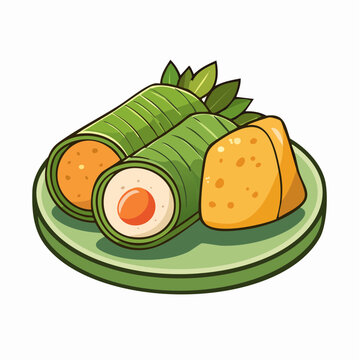 Traditional Indonesian Food Wrapped in Banana Leaves