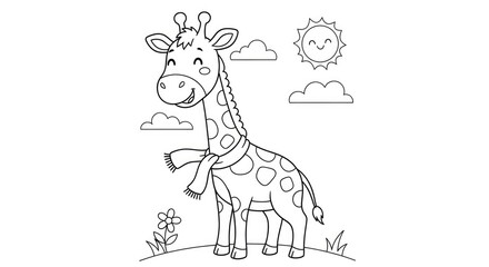 Obraz premium Smiling giraffe in sunny landscape.
