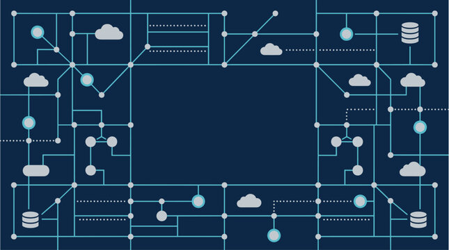 Cloud computing network connection digital background with copy space