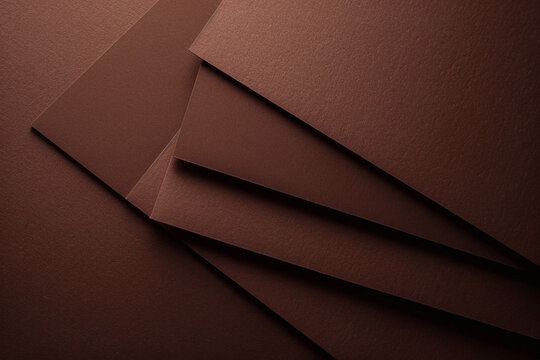 Layered Brown Textured Paper Sheets with Soft Shadows, Minimal Craft Material Background for Packaging and Design