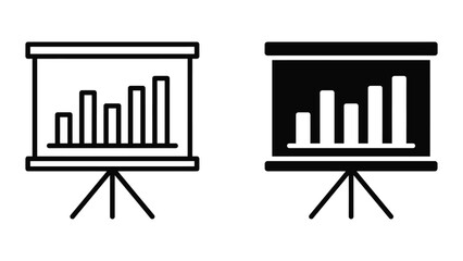 Obraz premium Presentation chart icon set line and glyph style