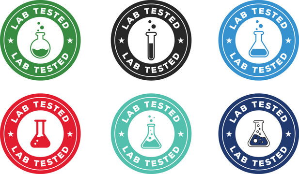 Lab Tested Certification Badges &ndash; Scientific Quality Assurance Icons & Product Safety Seals