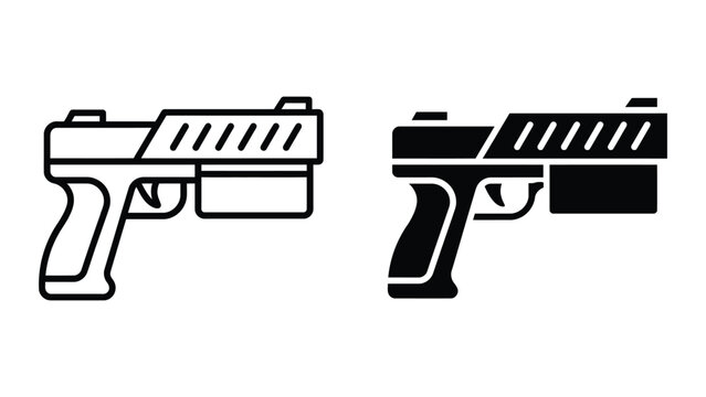 Handgun weapon icon line and glyph style vector