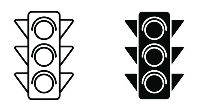 Traffic light icon set line and solid style