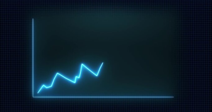 Glowing blue financial growth chart on dark digital background with futuristic analytics and stock market motion animation.
