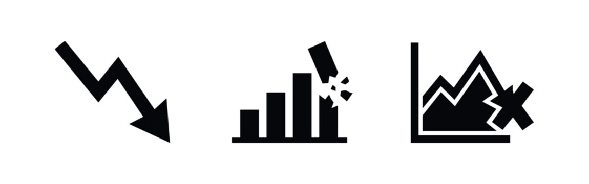 Financial Crisis and Stock Market Crash Icons