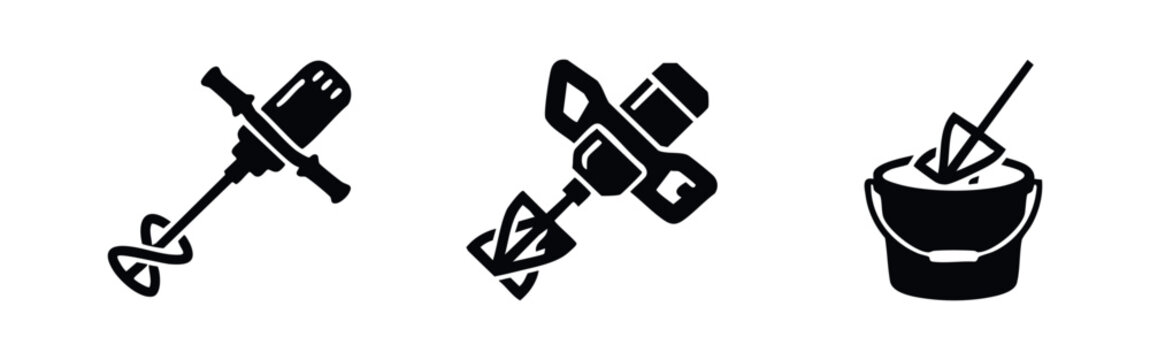 Electric Hand Mixer and Construction Bucket Icons
