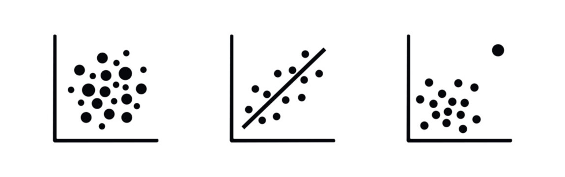 Statistical Scatter Plot and Regression Line Icons