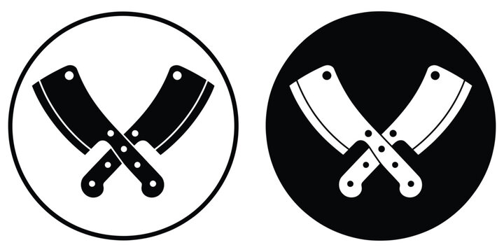 Crossed Knives Logo Design, butcher and meat cutting vector symbol