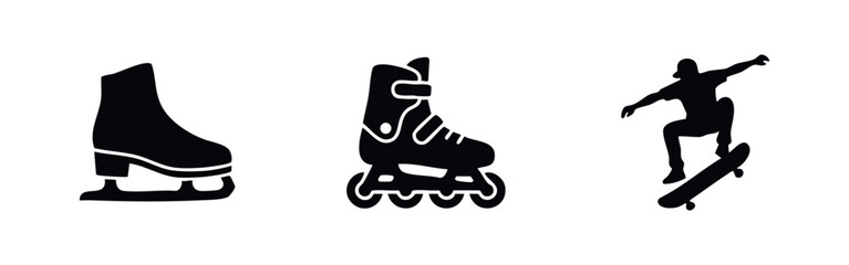 Extreme Sports Icons Including Ice Skate Rollerblade and Skateboard © Lili