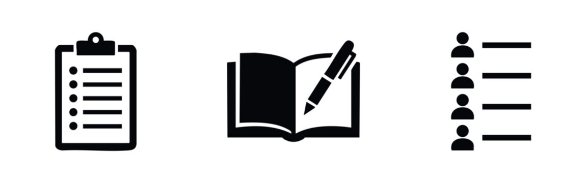 Office Planning and Organization Icons Checklist Book and List