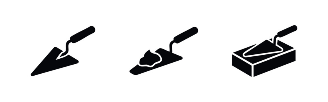 Masonry Trowel Tool Icons for Bricklaying and Construction Work