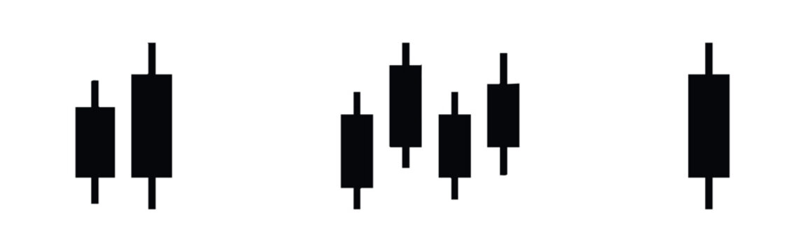 Financial Candlestick Chart Icons for Stock Market Trading and Price Analysis