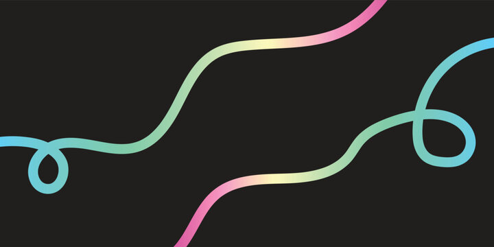 Dynamic abstract design featuring two intertwined gradient-colored wavy lines on a black canvas.