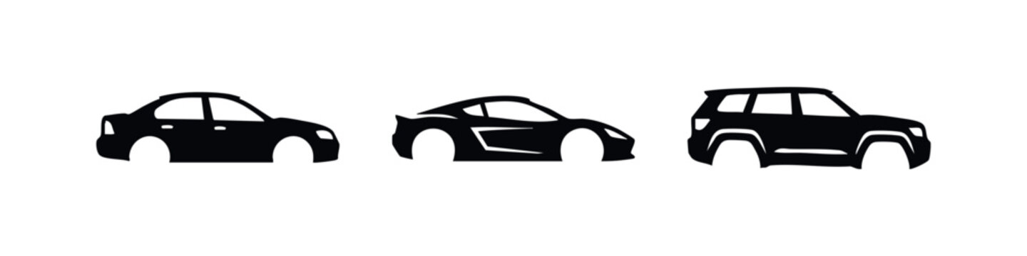 Modern car body type silhouettes including sedan, sports coupe and SUV