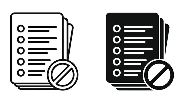 Blacklist icon Rejected list or document symbol