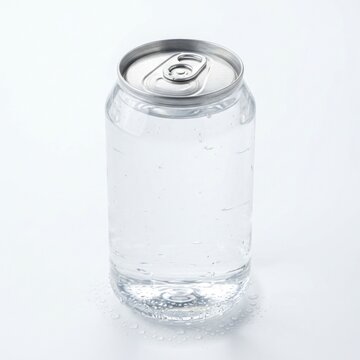 Clear Soda Can Filled with Refreshing Bubbly Liquid.