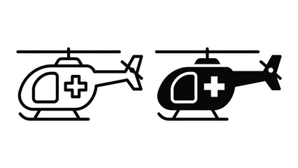 Medical helicopter icon set line and glyph style © Mst