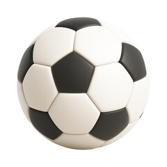 Fototapeta premium Classic black and white soccer ball isolated on a light gray background, captured in a centered front view with soft lighting and realistic texture for sports or recreation concepts.