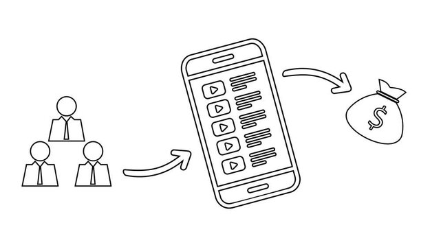 Digital Marketing Funnel Line Art Animation