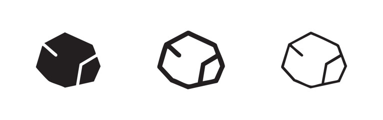 Rock Stone Mineral Icon Set in Solid and Outline Style © liubomir118809