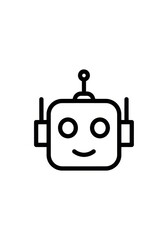 Naklejka premium Minimalist Robot Head Icon Line Art Illustration for Technology and AI Concepts Isolated on White Background