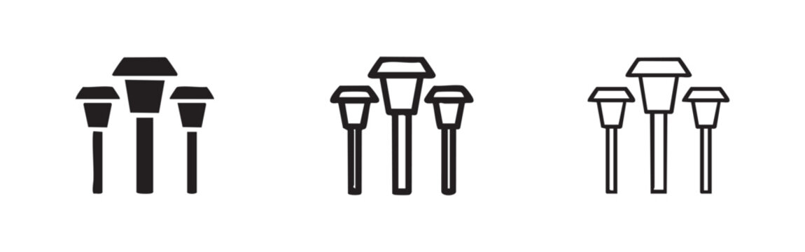 Solar Garden Stake Lights Icon Set for Outdoor Decor