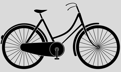 ladies roadster bicycle vector illustration with classic frame, wheels, pedals, and handlebars. Ideal for transport, cycling, urban, and vintage design themes.silhouette style © Rustanto