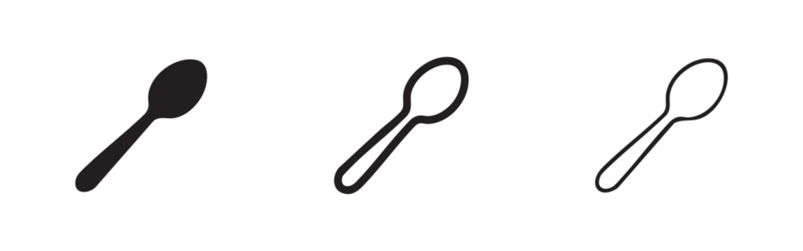 Kitchen Spoon Cutlery Eating Utensil Icon Set