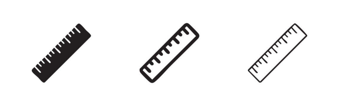 Ruler Icon Set for Measurement and School Supplies