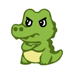 Fototapeta premium A cute cartoon crocodile icon element with a simple design, adorable expression, and clean vector style, perfect for stickers, decorations, and animal-themed designs.