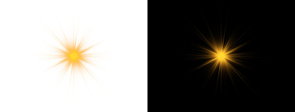 Bright golden starlight burst vector png isolated on transparent background with glowing beam effect
Golden starburst flare overlay vector png transparent isolated with radiant shine and light glow