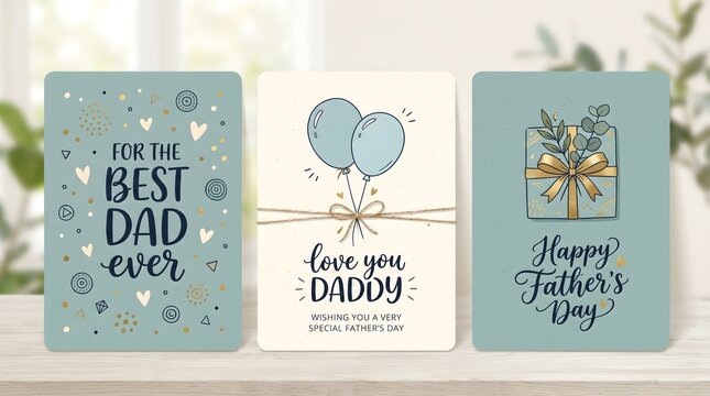 Father day card collection 'best dad ever' 'love you daddy' 'happy father's day' designs for celebrations