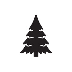 Fototapeta premium Pine Tree Silhouette Illustration with Blue Outline Accents