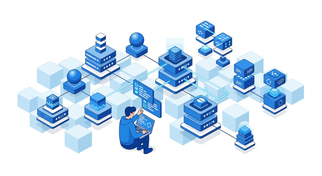 Abstract Network Data Cloud Computing Server Technology Connection