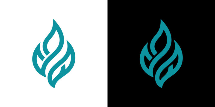 Abstract teal flame-like logo design, a modern and elegant symbol representing energy, growth, and innovation, perfect for branding and digital applications
