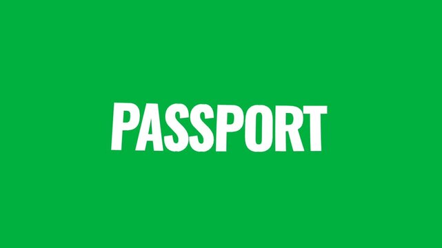 Modern Passport typography animation with bold white text over a vibrant green background, perfect for travel videos, identity concepts, and cinematic title designs.