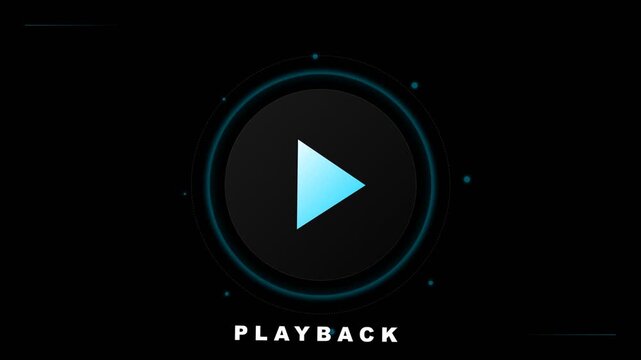 Glowing blue play button icon with modern design, perfect for digital media playback and user interface control on dark backgrounds