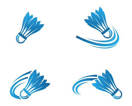 Badminton shuttlecock logo elements set