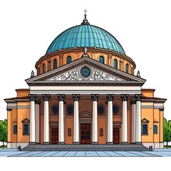 Obraz premium Historic domed government building exterior view.